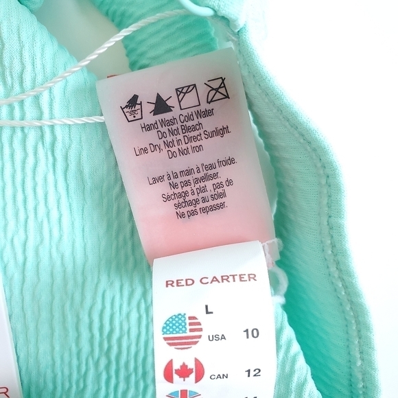 New Red Carter Textured Bikini Top & Bottom Matching Set NWT Large (8-10 US) - Picture 15 of 16